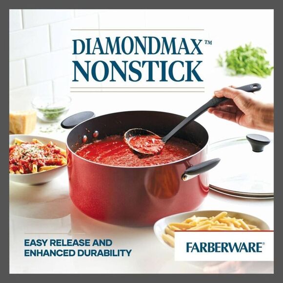 Farberware -  Stockpot Cookware Set 10QT Red Wide Sto Red - Picture 2 of 6